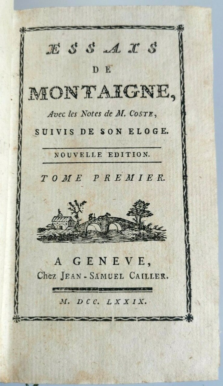 ESSAIS de Montaigne tomo I 1779 Jean Samuel Cailler libro …