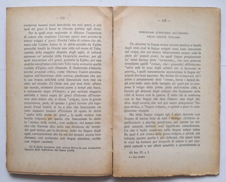 ESTETICA di Giambattista Vico 1946 Società Editrice Internazionale Libro filosof