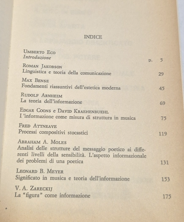 ESTETICA E TEORIA DELL'INFORMAZIONE di Jakobson Arnheim Moles Bense 1972 … | Immagine Gallery 4