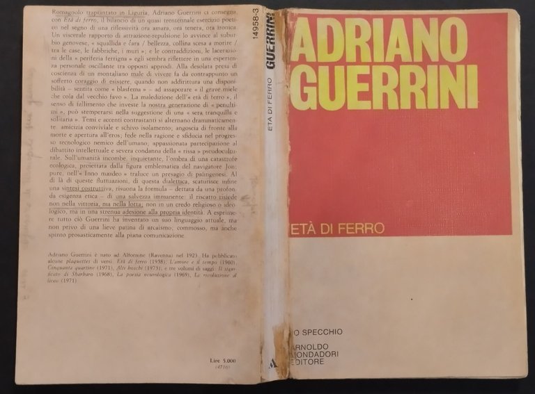ETÀ DI FERRO Adriano Guerrini 1978 Mondadori Libro lo specchio …