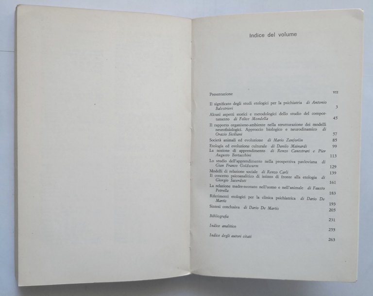 ETOLOGIA E PSICHIATRIA di Balestrieri De Martis e Siciliani 1974 …