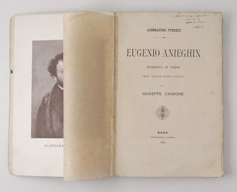 EUGENIO ANIEGHIN di Alessandro Pushkin 1906 Noto tipografia Zammit Libro …