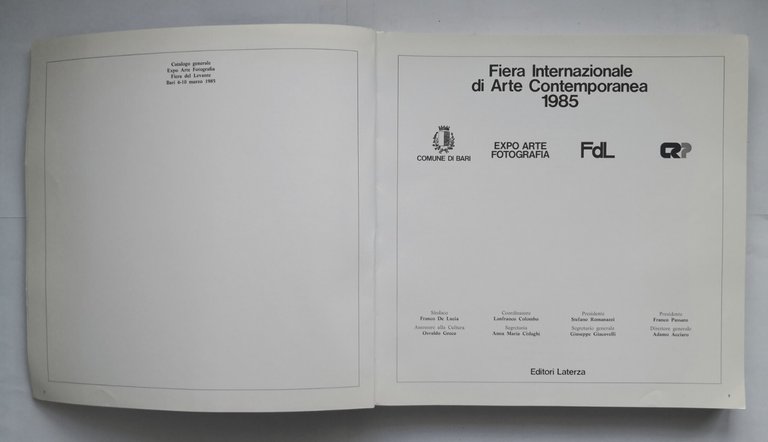 EXPO ARTE FOTOGRAFIA 1985 Laterza Fiera del Levante Bari libro …