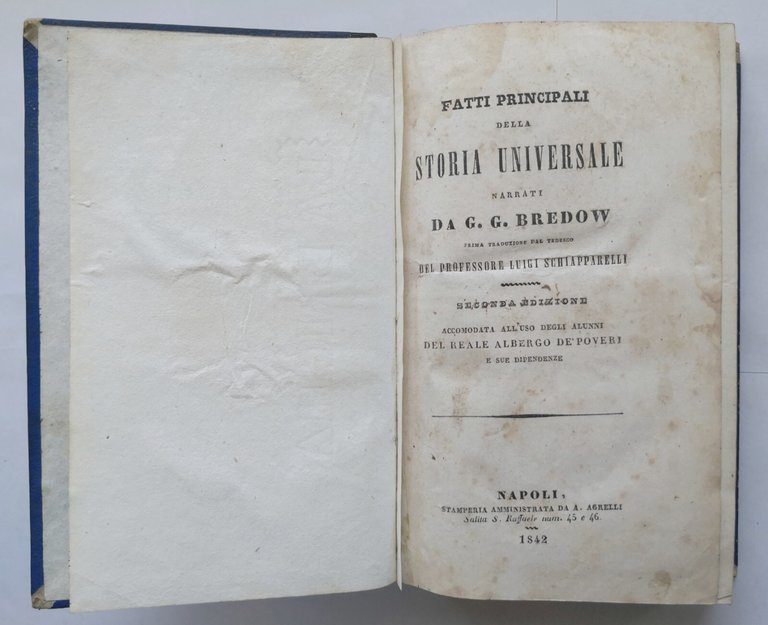 FATTI PRINCIPALI DELLA STORIA UNIVERSALE di Bredov 1842 Agrelli Libro …