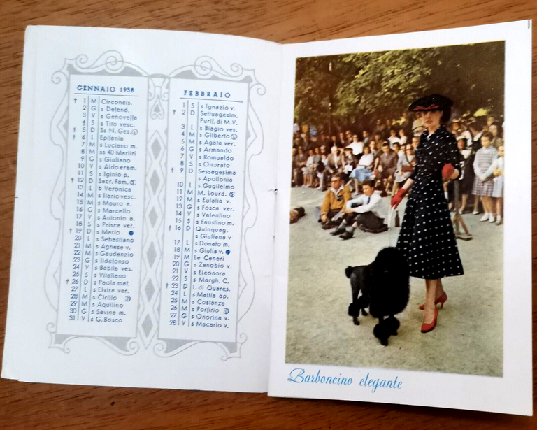 FEDELE AMICO Calendarietto da Barbiere 1958 Originale Vintage Cani Cinofilia