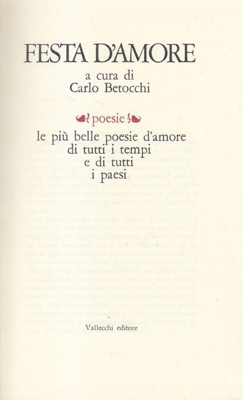 FESTA D'AMORE 2 volumi a cura di Carlo Betocchi 1969 …