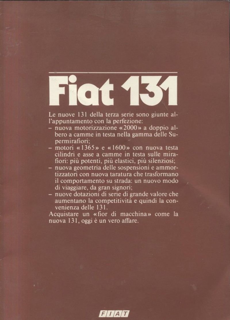 FIAT 131 libretto pubblicitario 1981 automobile brochure auto pubblicità