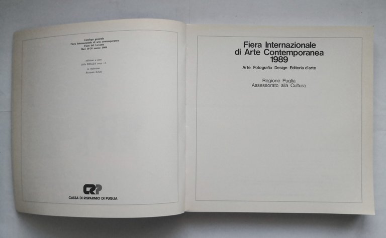 FIERA INTERNAZIONALE DI ARTE CONTEMPORANEA 1989 Expo Bari Laterza Libro …