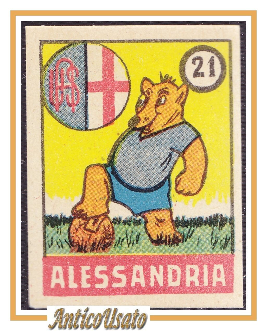 FIGURINA calcio ALESSANDRIA mascotte scudetto 1949 Originale Mundus o Nannina