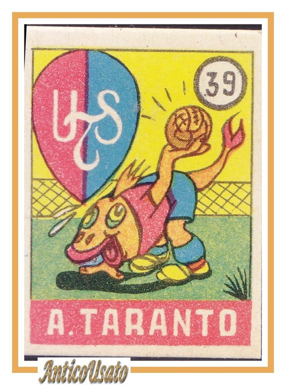 FIGURINA calcio ARSENALTARANTO mascotte scudetto 1949 Mundus o Nannina Taranto