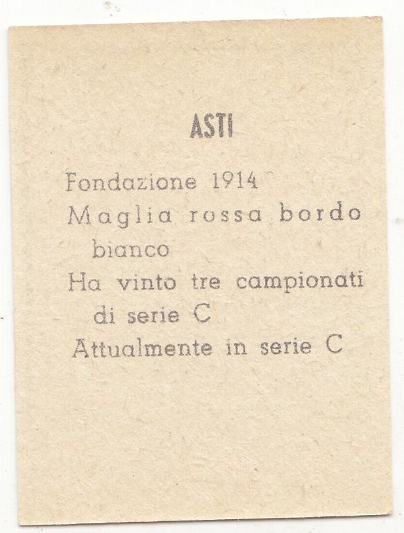 FIGURINA calcio ASTI mascotte scudetto 1949 Originale Mundus o Nannina …