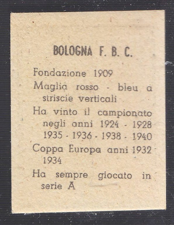 FIGURINA calcio BOLOGNA mascotte scudetto 1949 Originale Nannina vintage d'epoca