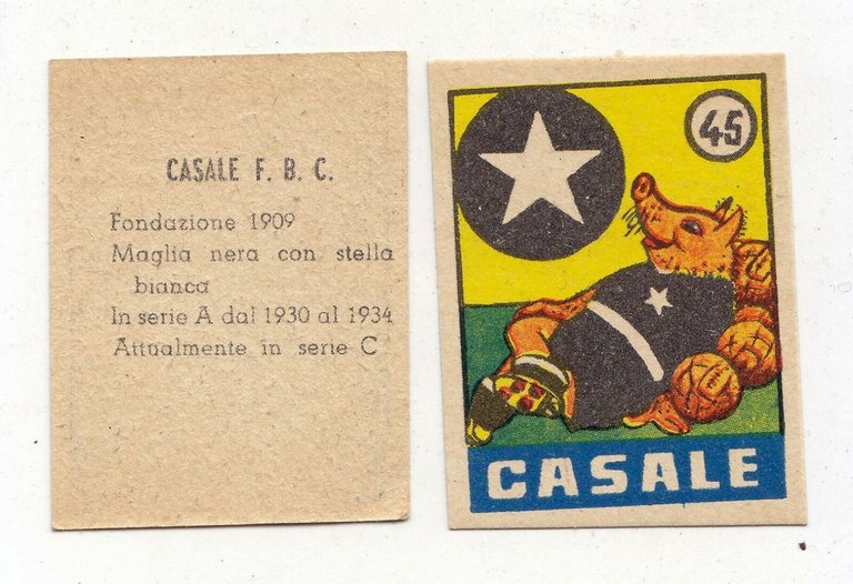 FIGURINA calcio CASALE mascotte scudetto 1949 Originale Nannina Mundus ? …