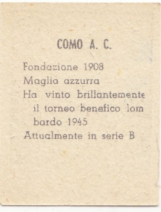FIGURINA calcio COMO mascotte scudetto 1949 Originale Mundus o Nannina …