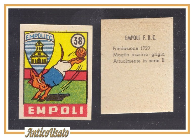 FIGURINA calcio EMPOLI mascotte scudetto 1949 Originale Nannina vintage d'epoca