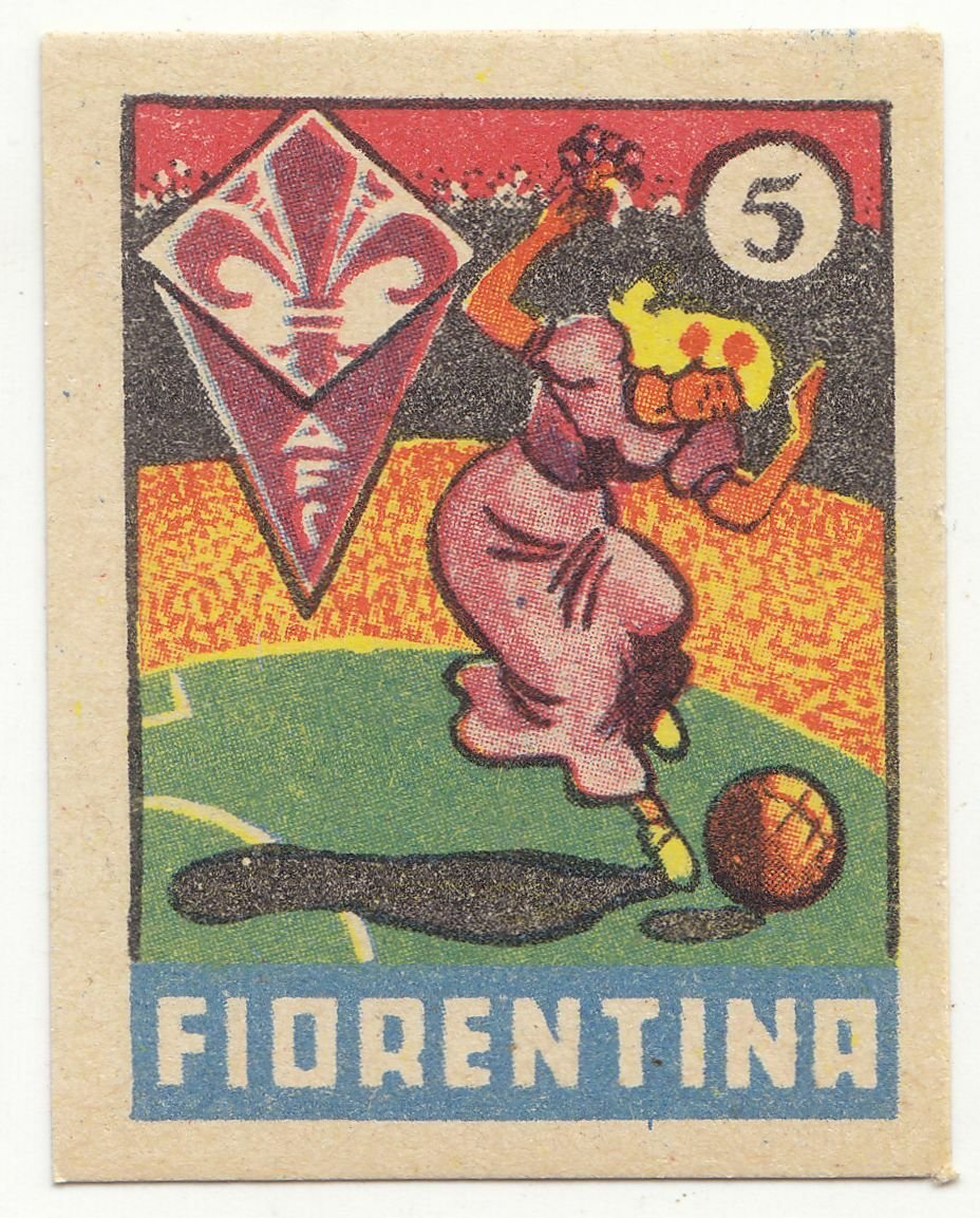 FIGURINA calcio FIORENTINA mascotte scudetto 1949 Originale Mundus o Nannina