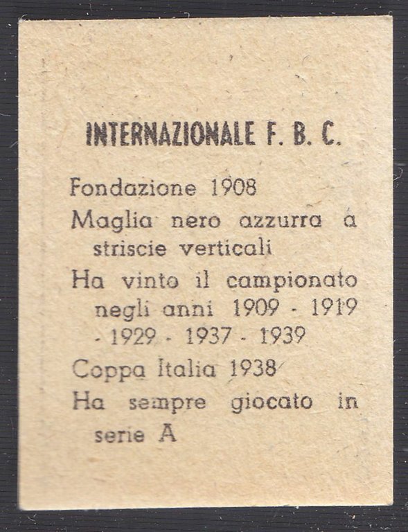 FIGURINA calcio INTER internazionale mascotte scudetto 1949 Originale Nannina