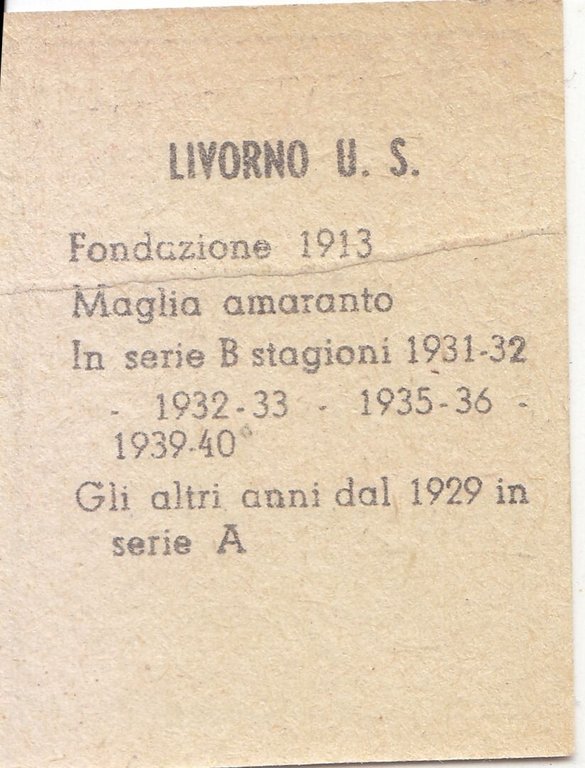 FIGURINA calcio LIVORNO mascotte scudetto 1949 Originale Mundus o Nannina