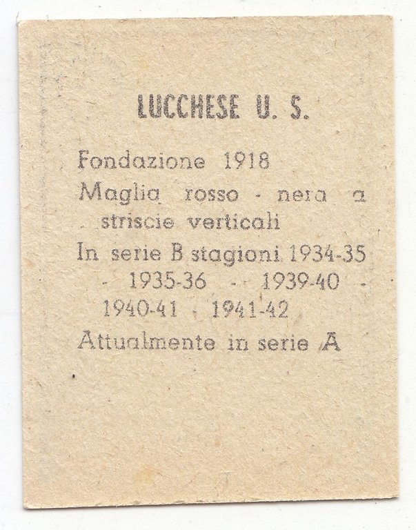 FIGURINA calcio LUCCHESE mascotte scudetto 1949 Originale Mundus Nannina Vintage