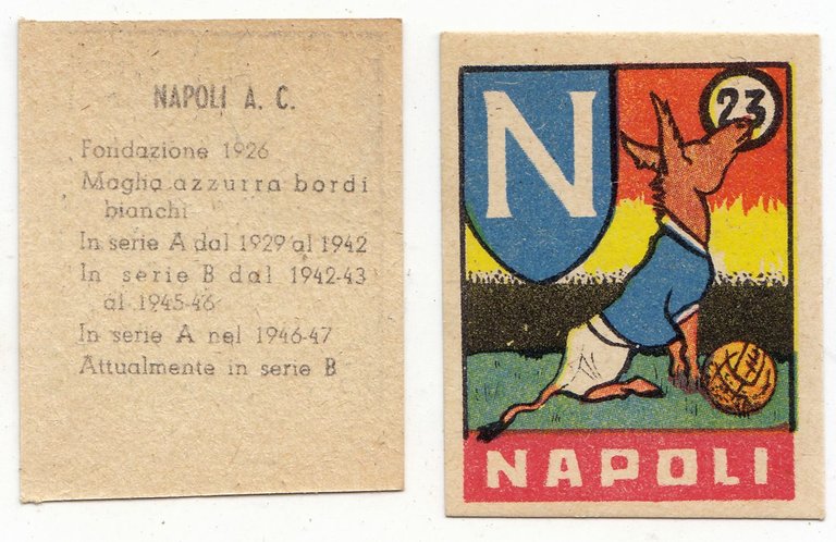 FIGURINA calcio NAPOLI mascotte scudetto 1949 Originale Nannina vintage d'epoca