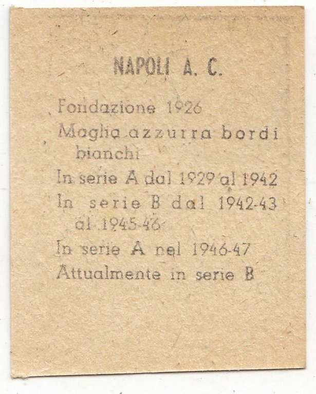 FIGURINA calcio NAPOLI mascotte scudetto 1949 Originale Nannina vintage d'epoca