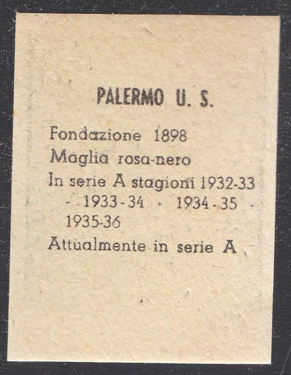 FIGURINA calcio PALERMO mascotte scudetto 1949 Originale Nannina vintage d'epoca