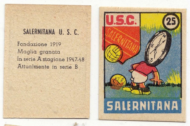 FIGURINA calcio SALERNITANA mascotte scudetto 1949 Originale Nannina vintage