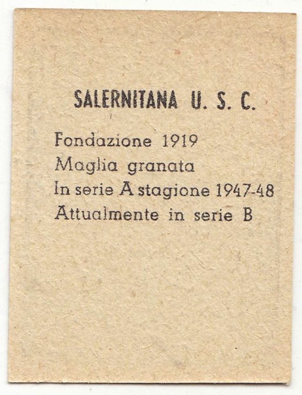 FIGURINA calcio SALERNITANA mascotte scudetto 1949 Originale Nannina vintage
