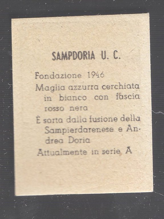 FIGURINA calcio SAMPDORIA mascotte scudetto 1949 Originale Nannina vintage