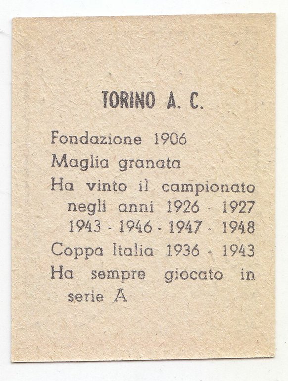 FIGURINA calcio TORINO mascotte scudetto 1949 Originale Nannina vintage d'epoca
