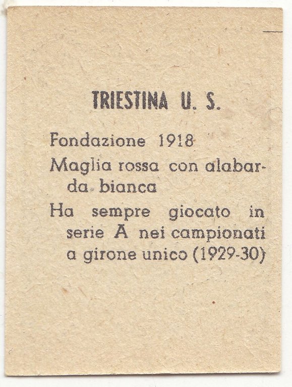 FIGURINA calcio TRIESTINA mascotte scudetto 1949 Originale Mundus o Nannina | Immagine Gallery 2