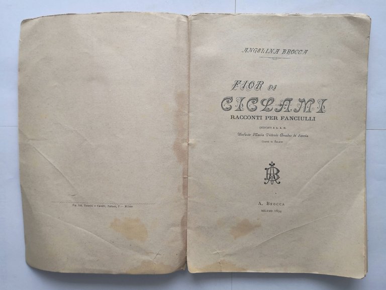 FIOR DI CICLAMI racconti per fanciulli Angelina Brocca 1894 Libro …