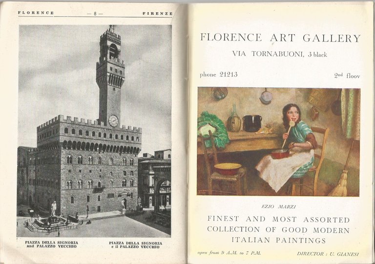 FIRENZE FLORENCE 1955 GUIDA omaggio of albergo Colonna Grazzini libro …