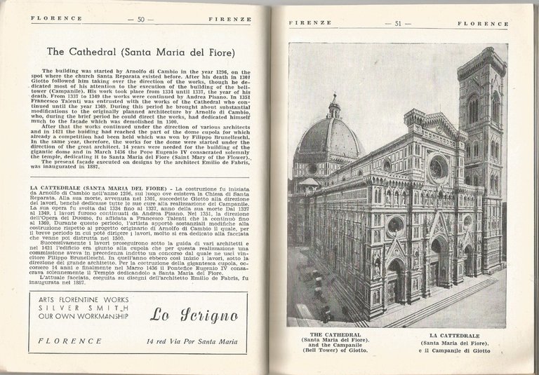 FIRENZE FLORENCE 1955 GUIDA omaggio of albergo Colonna Grazzini libro …