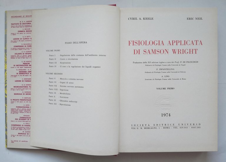 FISIOLOGIA APPLICATA DI SAMSON WRIGHT Keele e Neil volume I …