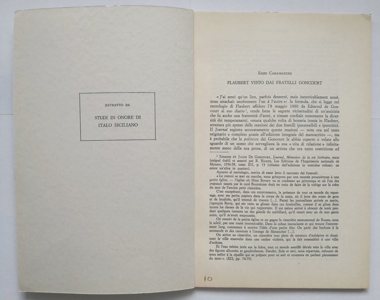 FLAUBERT VISTO DAI FRATELLI GONCOURT di Enzo Caramaschi 1966 Leo …