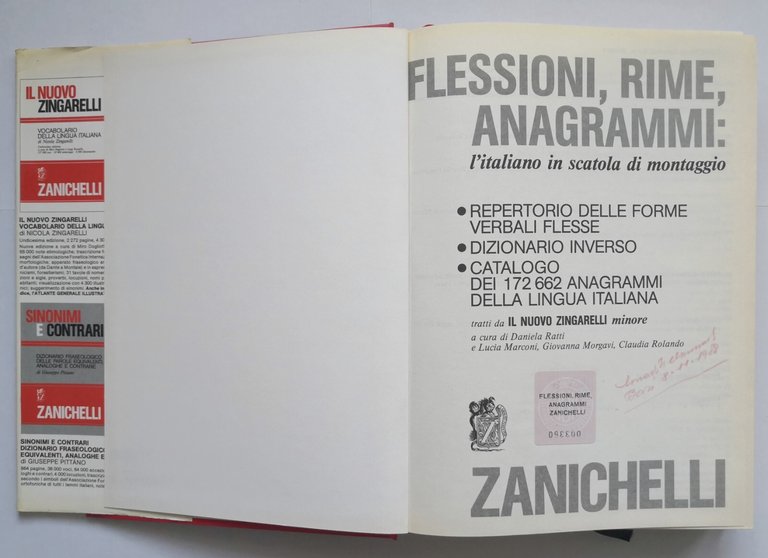 FLESSIONI RIME ANAGRAMMI l'italiano in scatola 1988 Zanichelli Libro dizionari