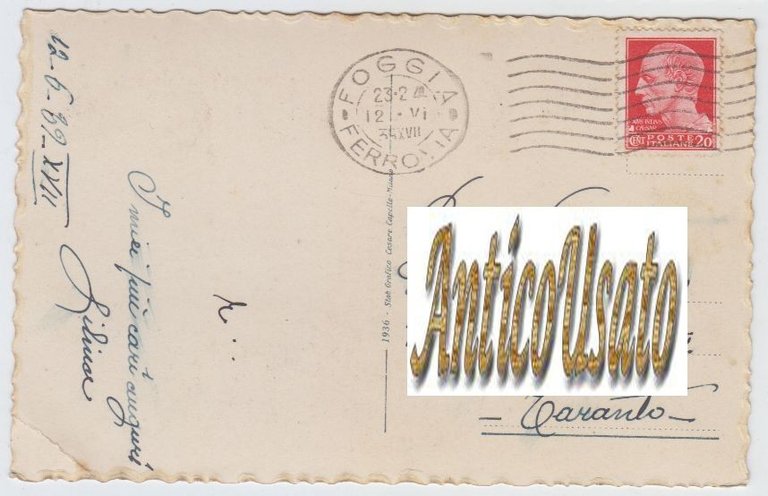 FOGGIA Monumento a Vincenzo Lanza Villa Cartolina Viaggiata 1939 formato … | Immagine Gallery 2