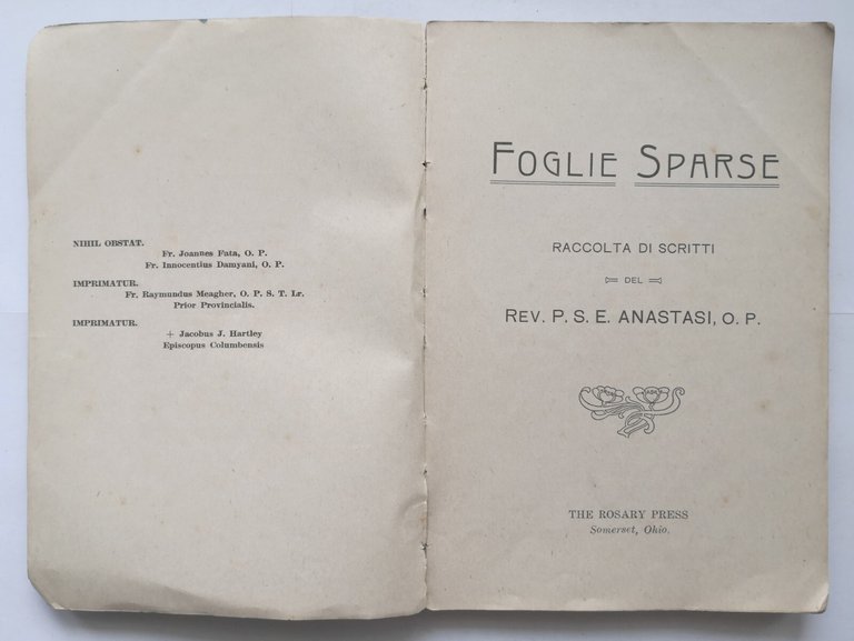 FOGLIE SPARSE di Salvatore Emmanuele Anastasi Editore The Rosary Press …