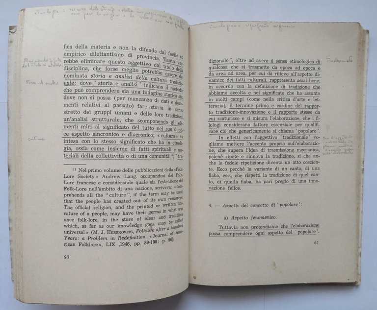FOLKLORE CULTURA TRADIZIONALE di Giovanni Bronzini 1972 Adriatica libro folklore