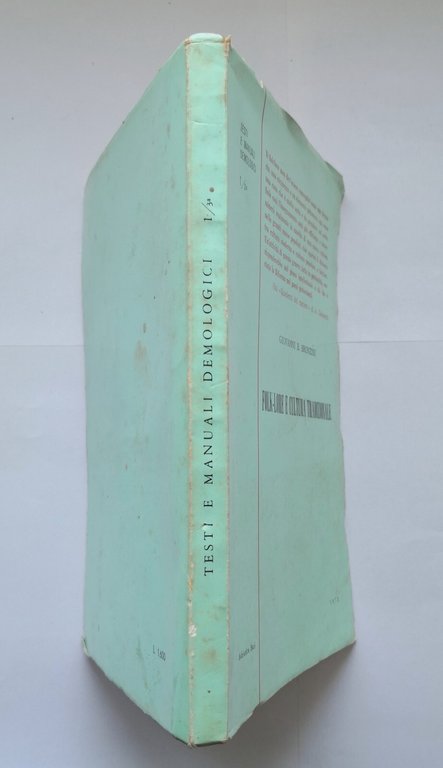 FOLKLORE CULTURA TRADIZIONALE di Giovanni Bronzini 1972 Adriatica libro folklore