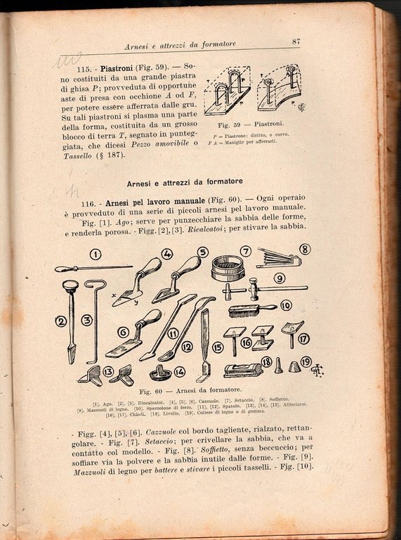 FONDERIA di Alfredo Galassini 1943 Hoepli Manuale elementi tecnologia meccanica