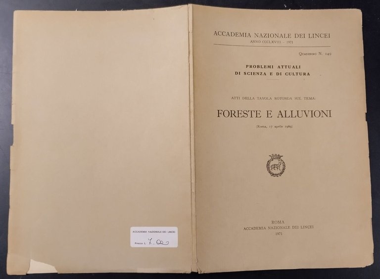 FORESTE E ALLUVIONI 1971 Accademia Nazionale Dei Lincei Libro tavola …