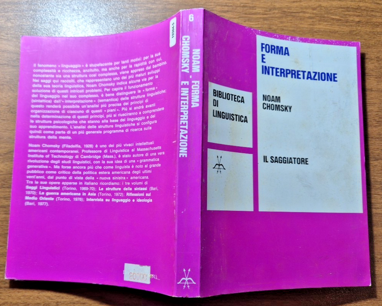 FORMA E INTERPRETAZIONE di Noam Chomsky 1980 Il saggiatore libro …