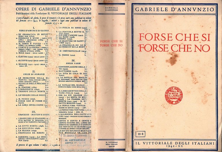 FORSE CHE SI NO di Gabriele D'Annunzio 1942 Il Vittoriale …