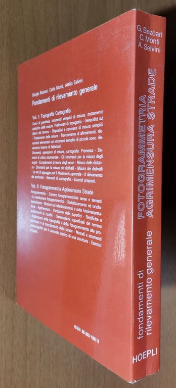 FOTOGRAMMETRIA AGRIMENSURA STRADE di Bezoari Monti Selvini 1984 Hoepli Libro
