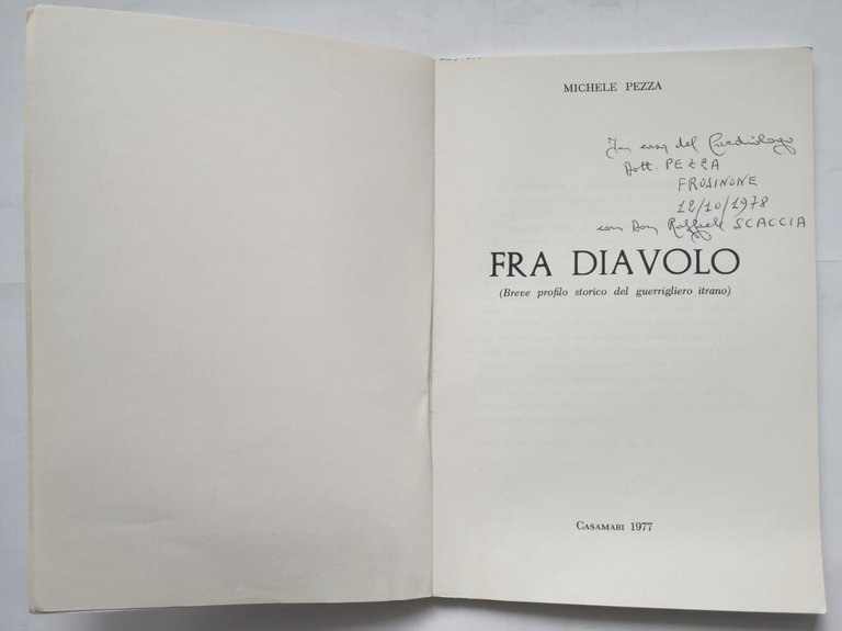 FRA DIAVOLO di Michele Pezza 1977 libro profilo storico biografia …