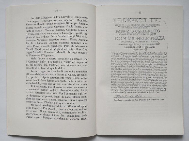 FRA DIAVOLO di Michele Pezza 1977 libro profilo storico biografia …