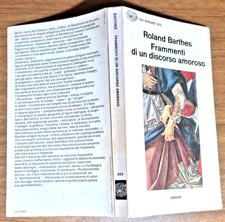 FRAMMENTI DI UN DISCORSO AMOROSO di Roland Barhes 1979 Einaudi …