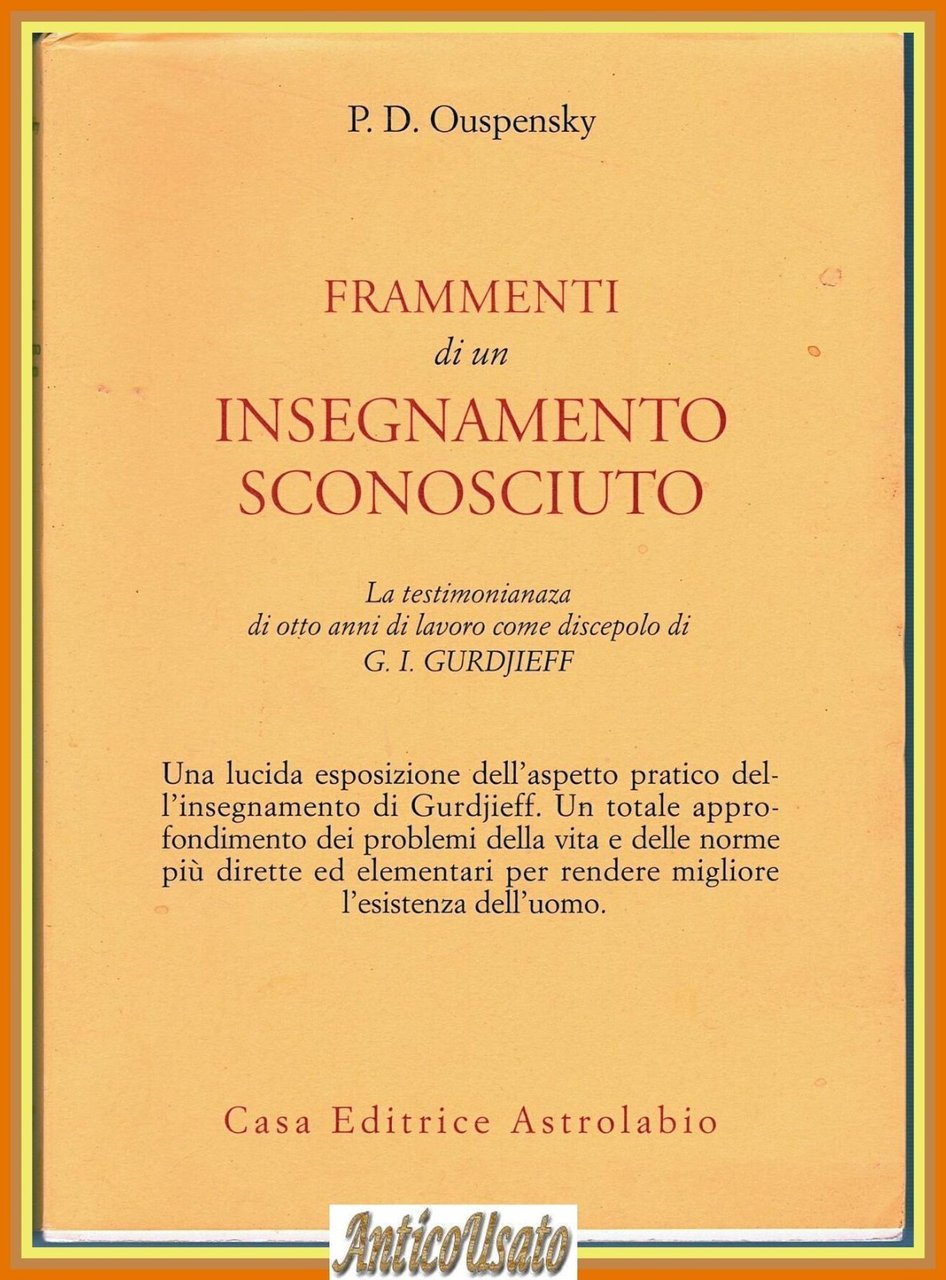 FRAMMENTI DI UN INSEGNAMENTO SCONOSCIUTO di Ouspensky 1976 Astrolabio Gurdjieff | Immagine principale